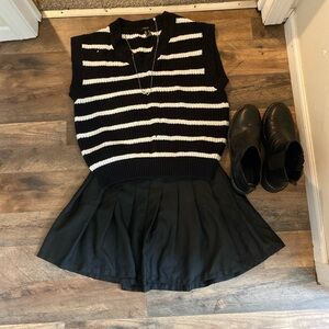 Forever 21 Black and White Striped Vest
